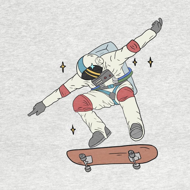 Astronaut Skater Space Skateboard Gift Handdrawn by Mesyo